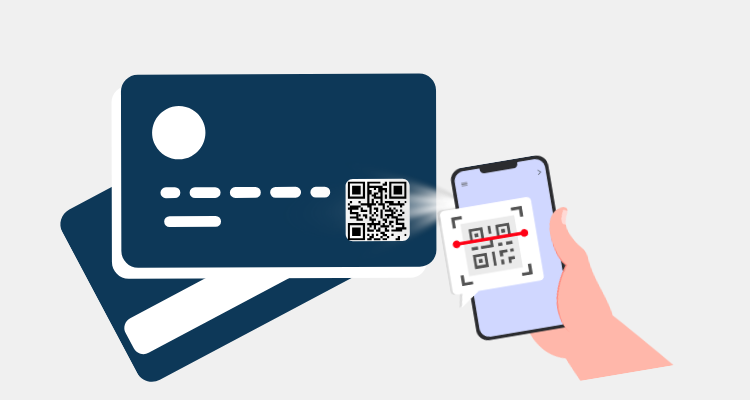 QR Code on a business card being scanned by a mobile