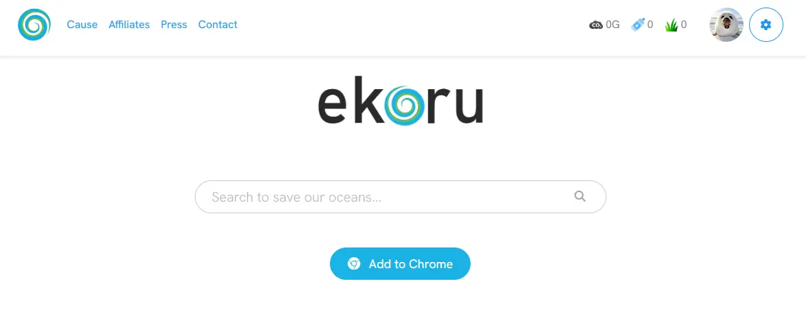 home page of ekoru