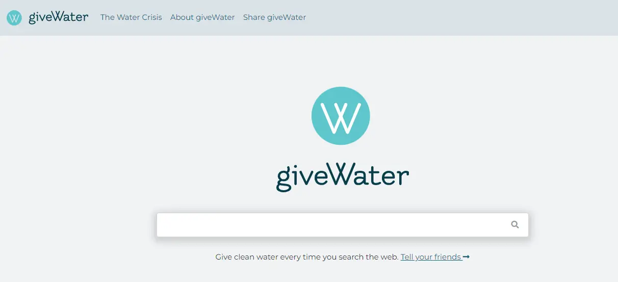 search page of give water