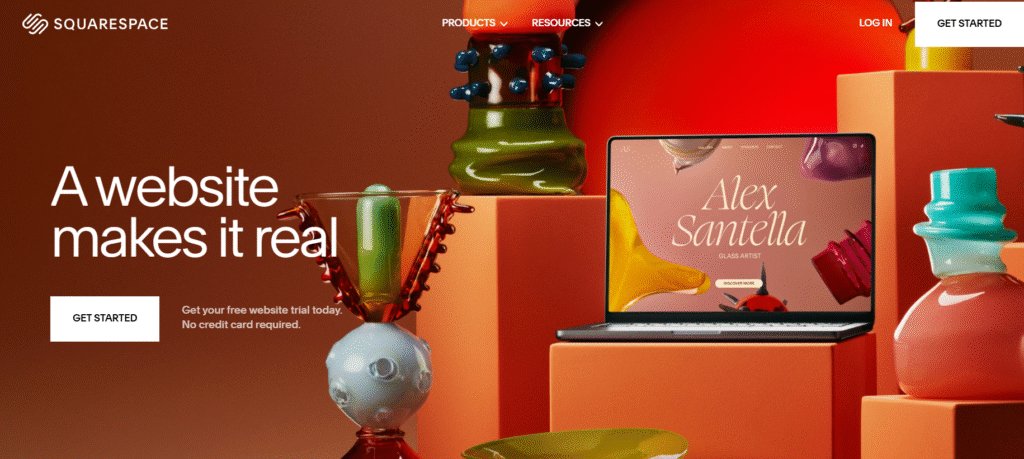 squarespace website builder homepage screeshot