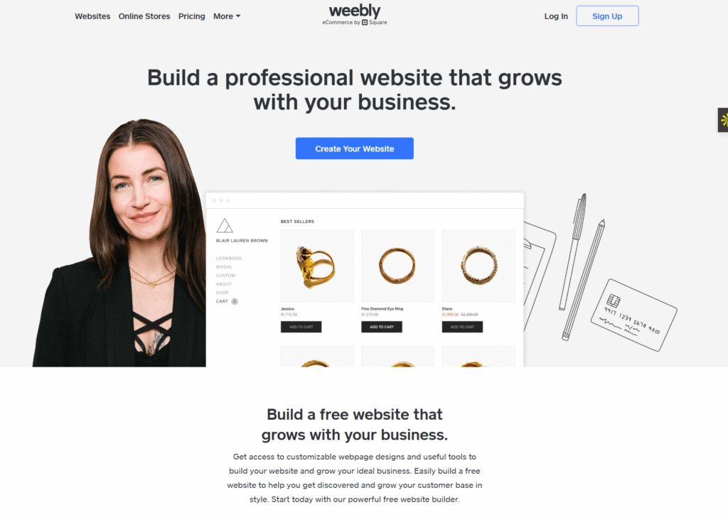 weebly website builder homepage screenshot