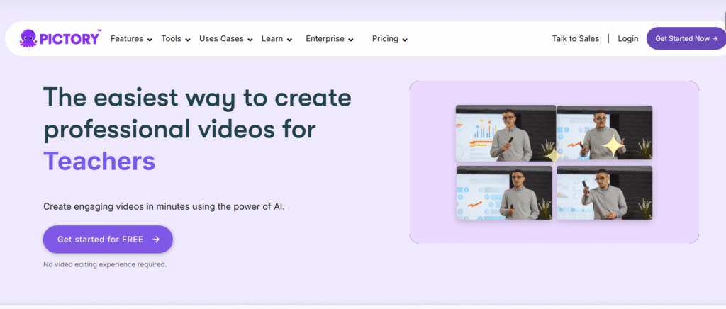 screenshot of pictory website