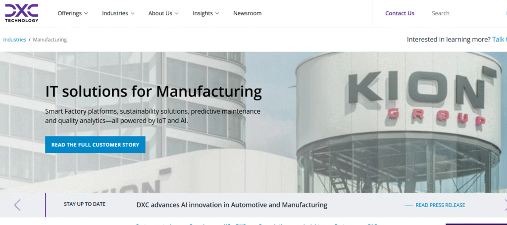 DXC website screenshot.