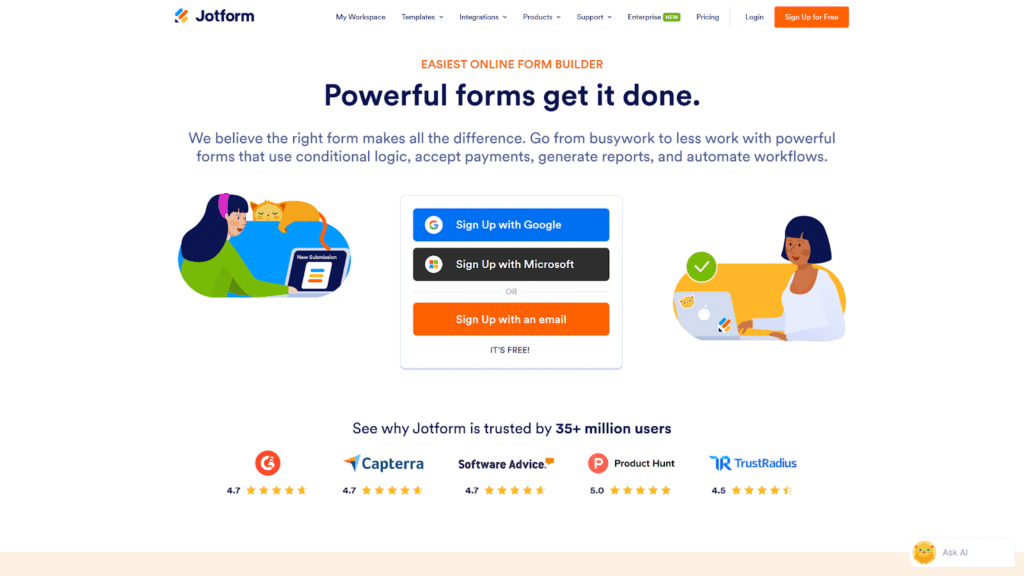 jotform homepage