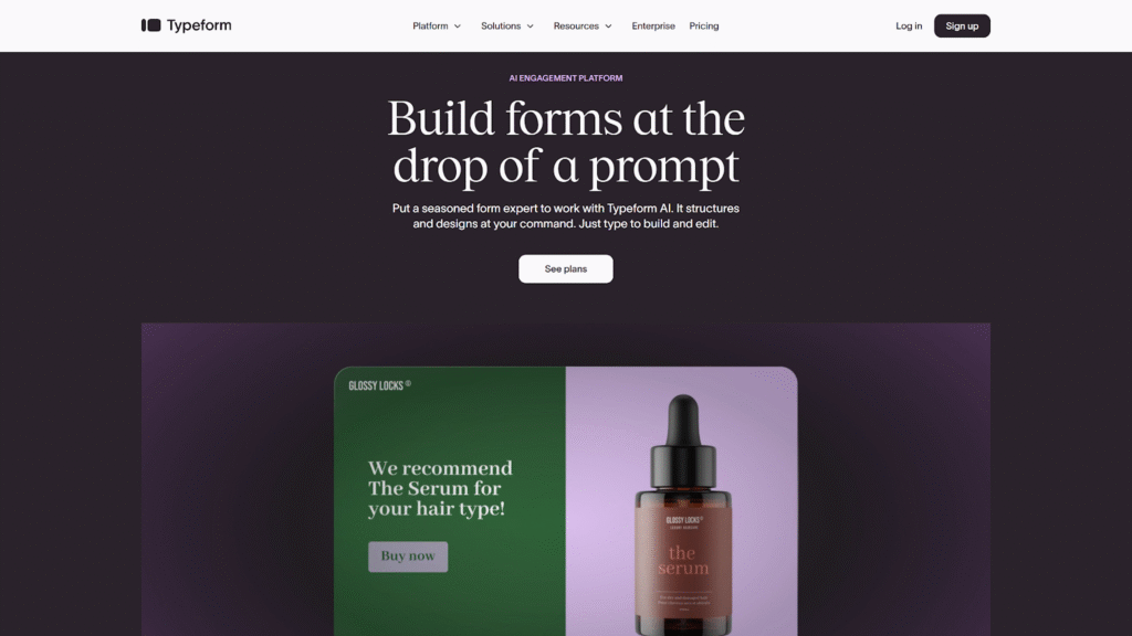 typeform homepage