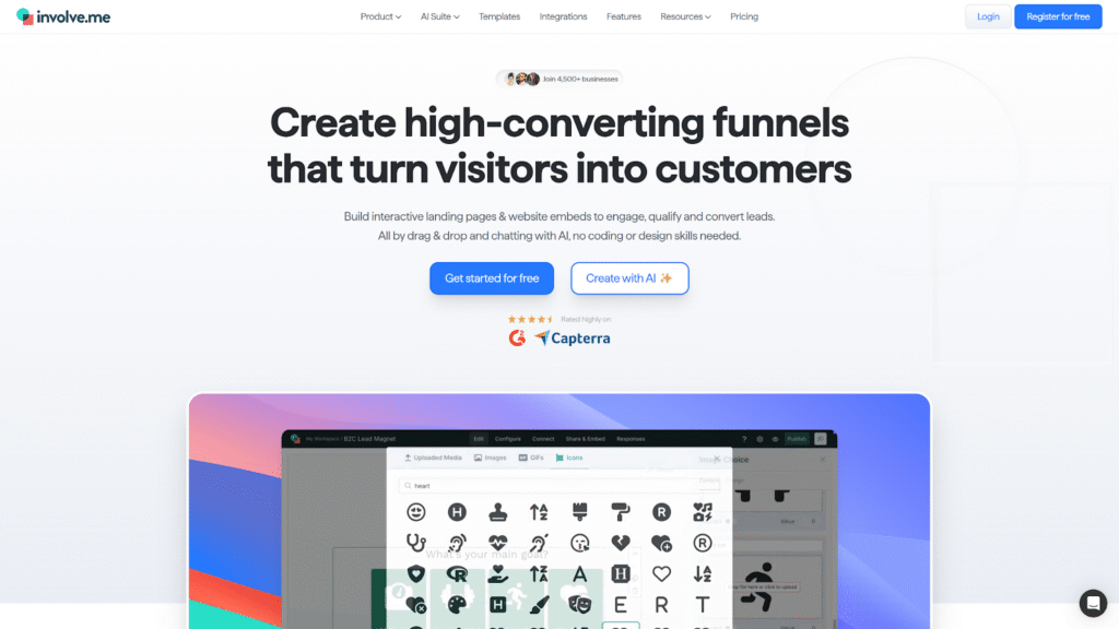 involve.me  homepage