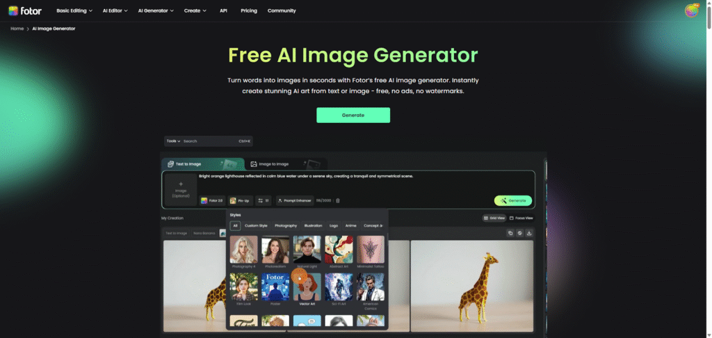 Fotor AI Image Generator 