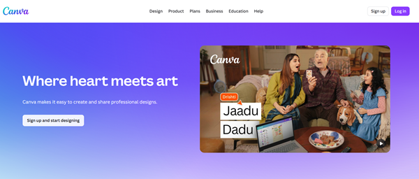 canva homepage screenshot