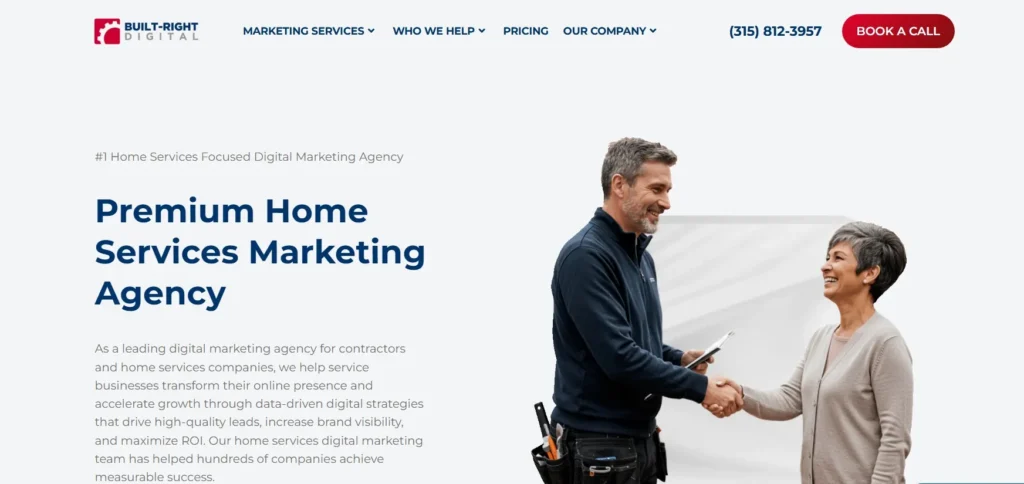 buillt right digital home page screenshot