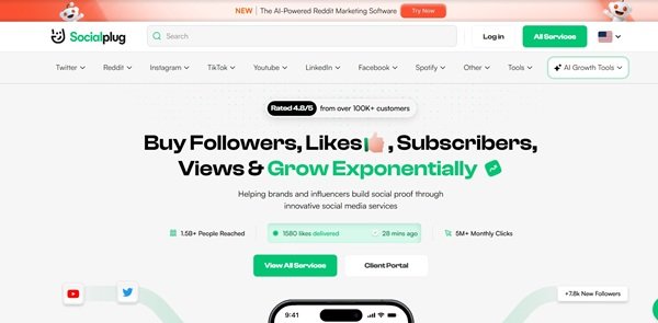 SociaPlug homepage -Best Sites To Buy YouTube Views