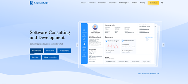 sciecesoft software sonsulting and software developemnt company homepage