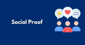 Social Proof with blue background and emojis with comment boxes and likes
