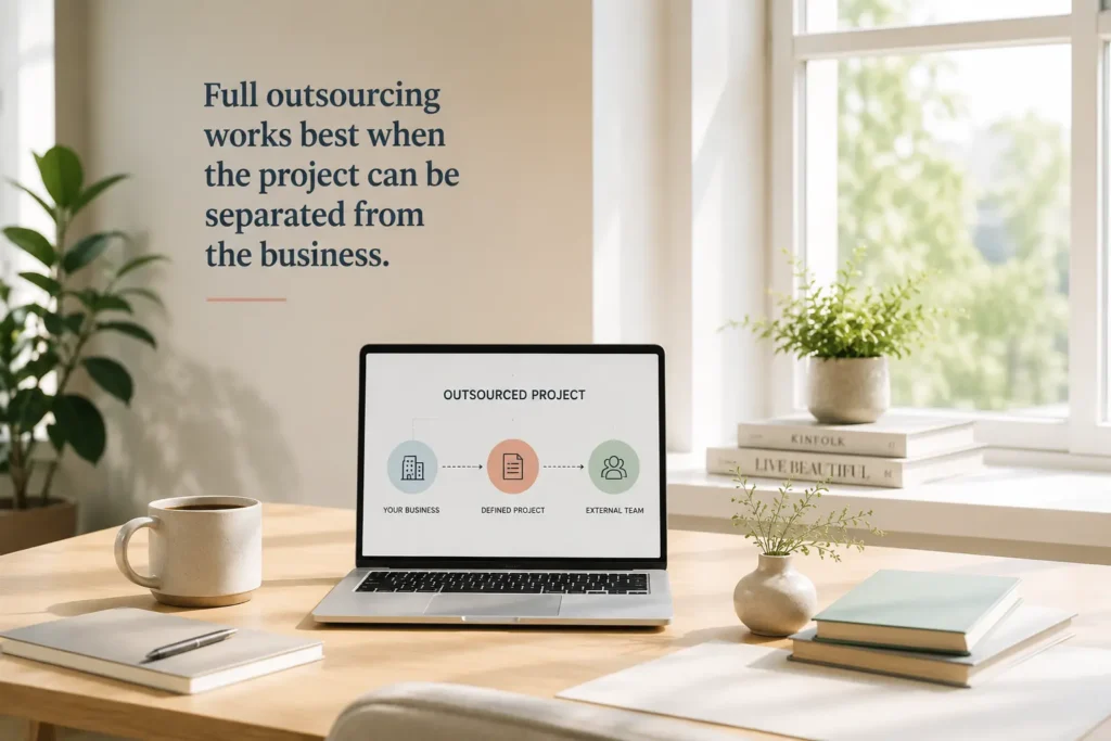 Full outsourcing works best when the project can be separated from the business