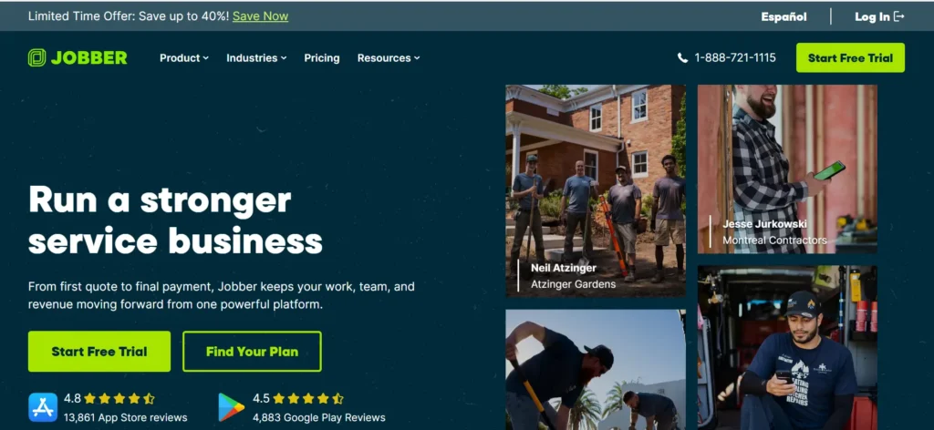 Home page of jobber