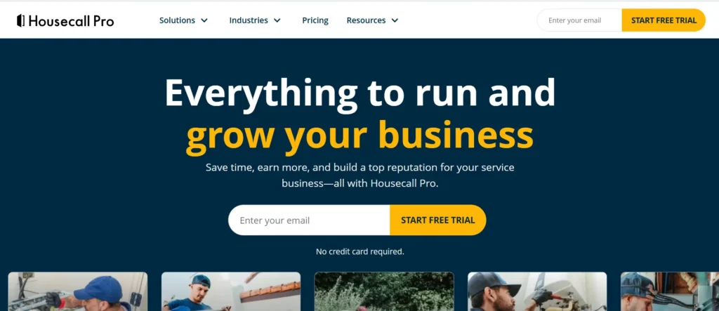 Home page of Housecall Pro