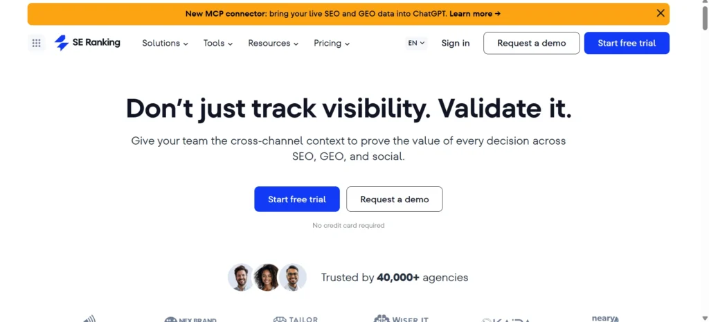 Home page of SE Ranking