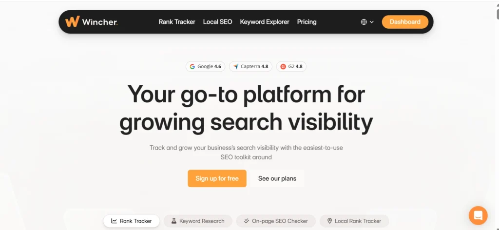Home page of Wincher