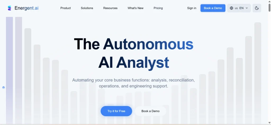 Home page of Energent AI