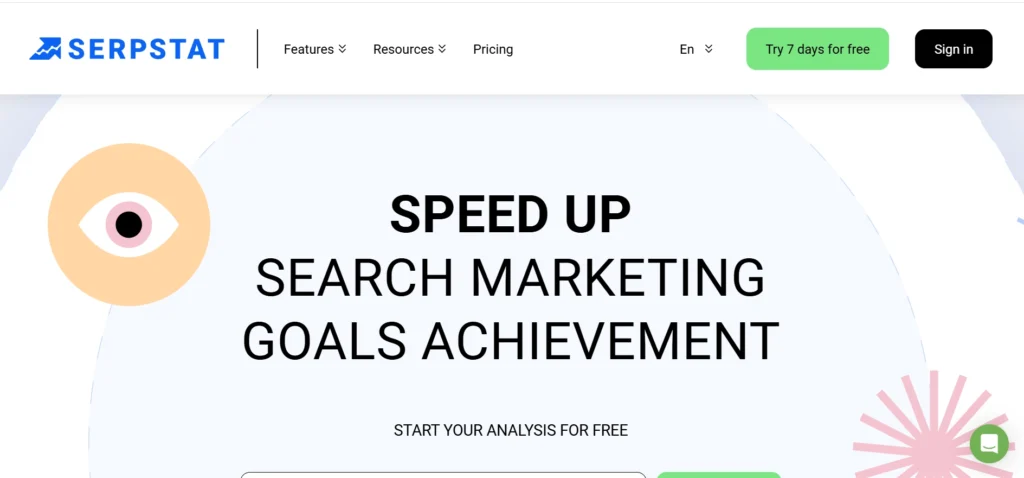 Home page of Serpstat