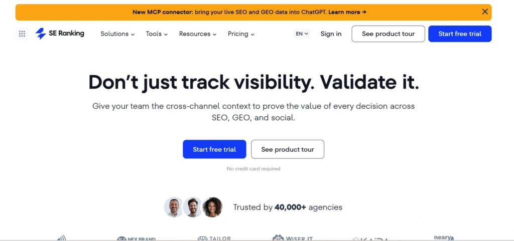 Home page of SE Ranking