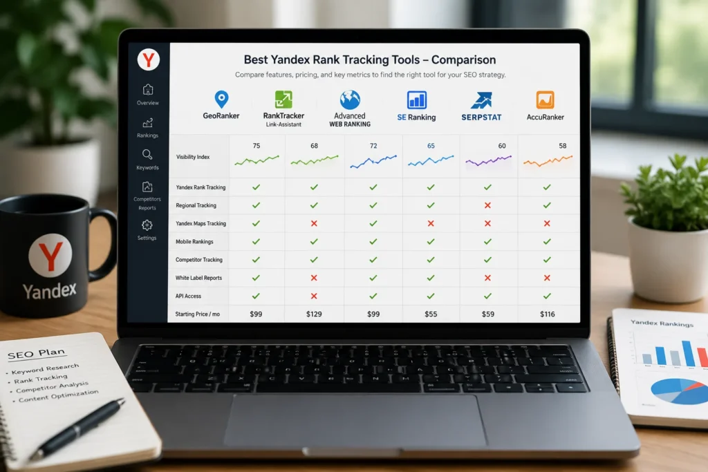 Comparison of the best Yandex keyword rank tracking tools