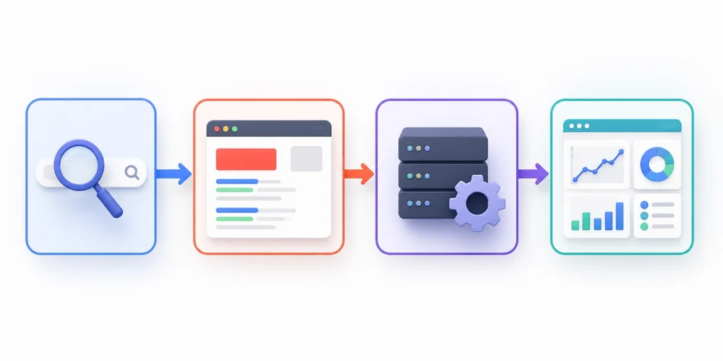 Diagram explaining how Yandex rank tracking works