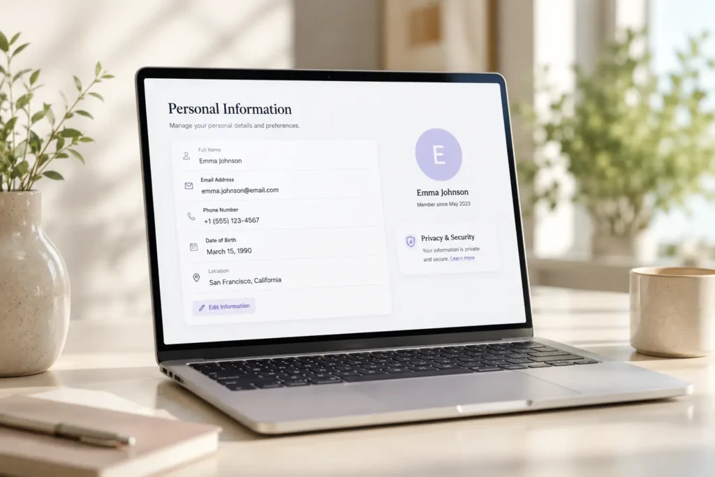 personal informaton present online shown on a laptop