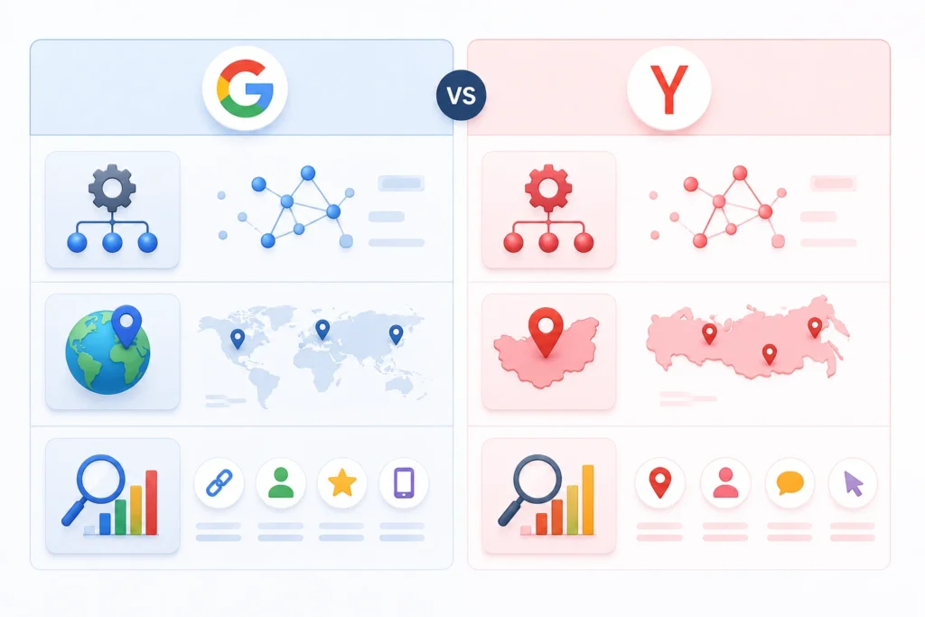 Differences between Yandex and Google rank tracking
