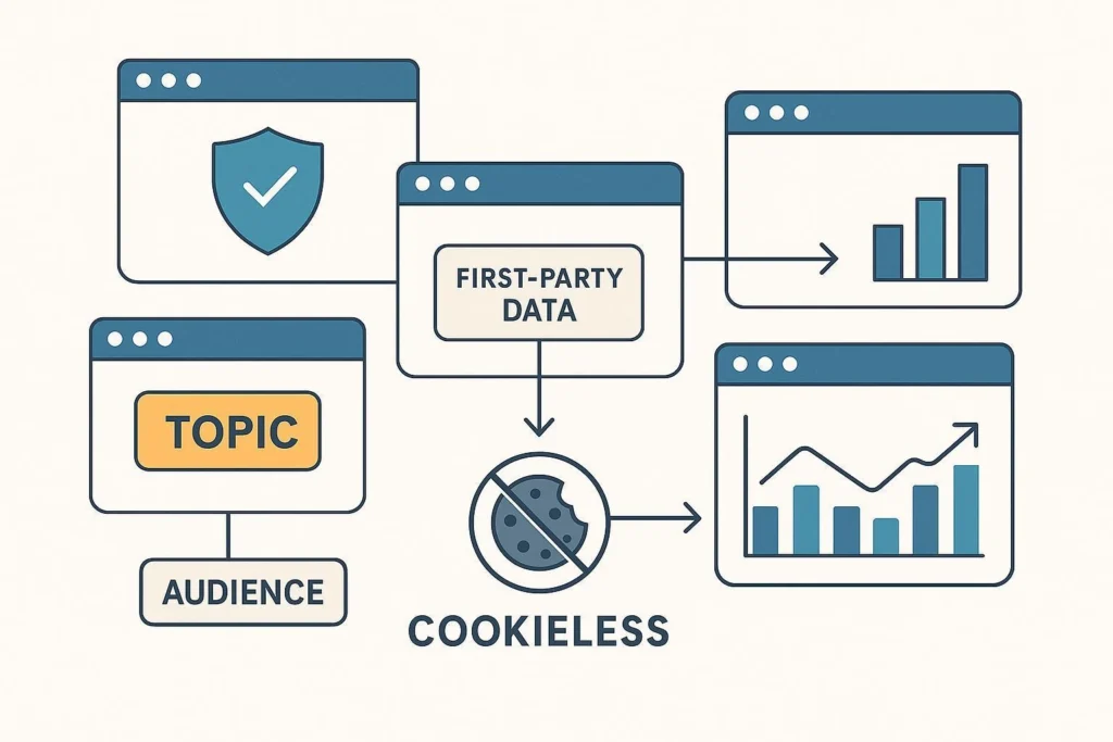 Cookieless tracking using first-party data and server-side analytics.