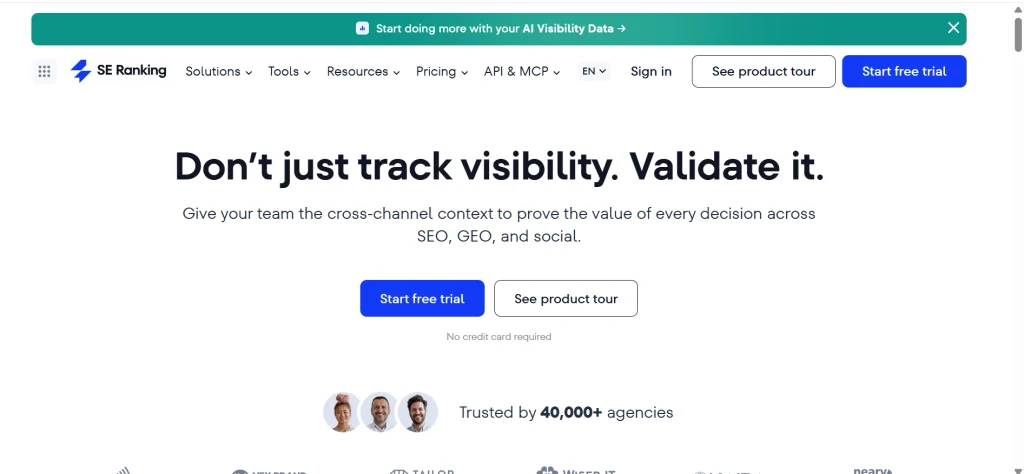 Home page of SE Ranking