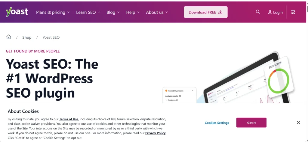 Home page of Yoast SEO