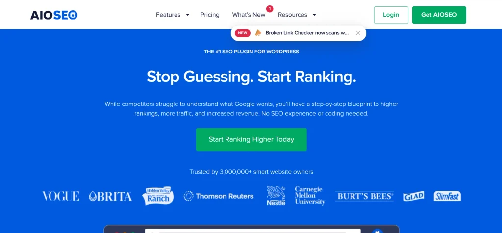 Home page of AIOSEO
