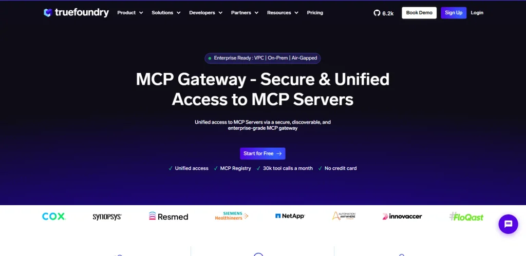 TrueFoundry homepage screenshot