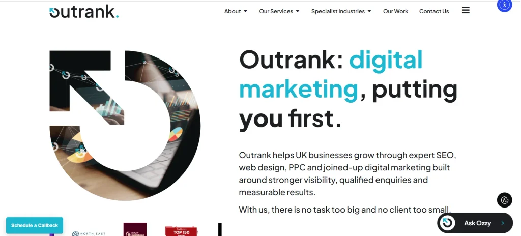 Outrank homepaage screenshot